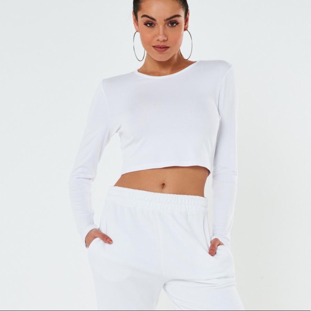 NWT missguided white long sleeve crop top